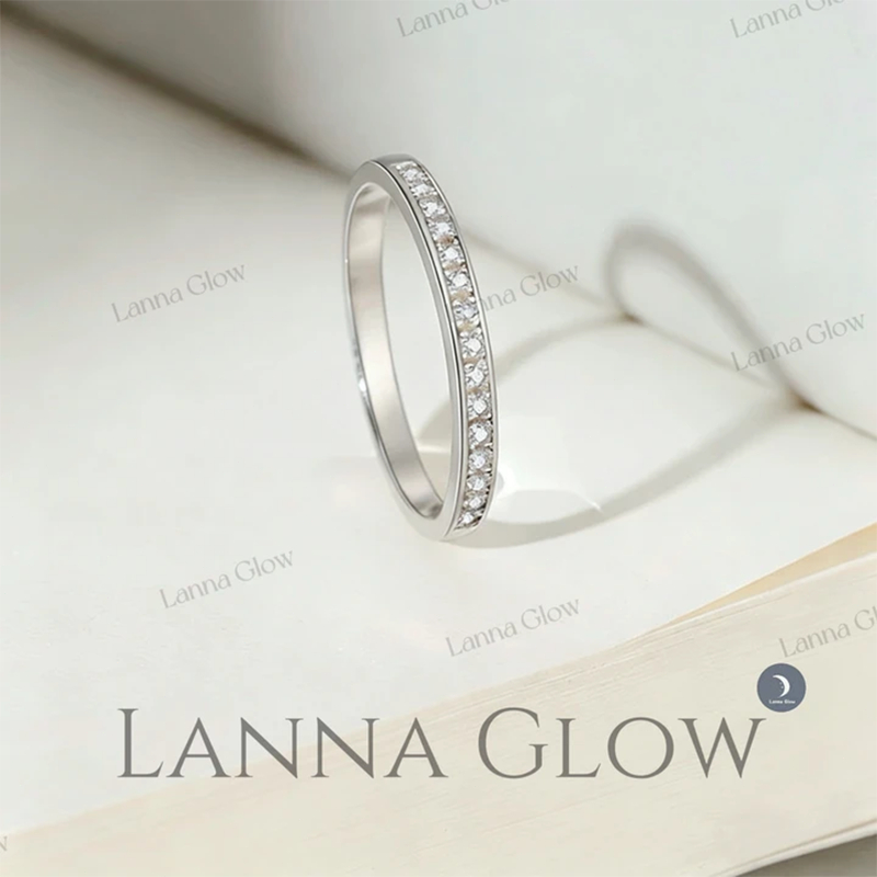 Lanna Glow แหวนเงินแท้ 925 ผู้ชาย ฝังเพชรสวิส(CZ)
