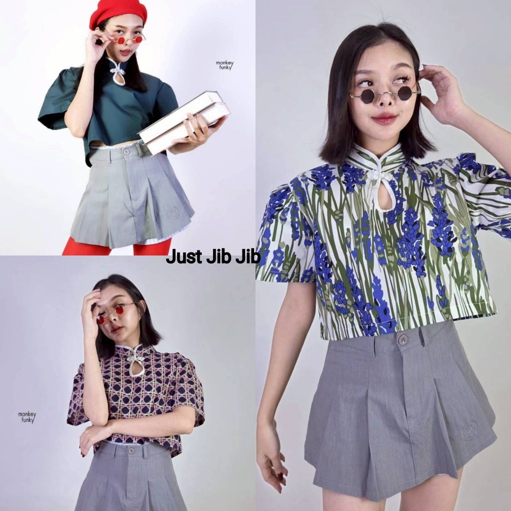 เสื้อครอป คอจีน กระดุมจีน