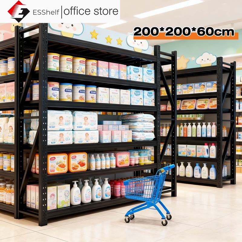 Esshelf ชั้นวางสินค้า ชั้นวางซุปเปอร์มาร์เก็ต วัสดุเหล็ก ฟรีทั่วประเทศ ออกใบกำกับได้ รับน้ำหนัก