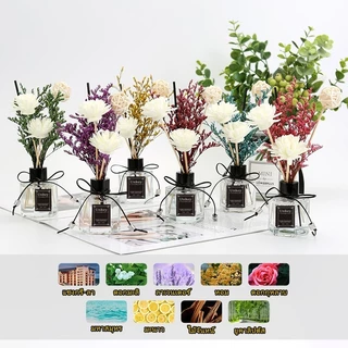 พร้อมส่ง ก้านไม้หอมปรับอากาศ น้ำมันหอมระเหย ดับกลิ่นห้องน้ำ ของขวัญ พร้อมกล่อง 50มล ดอกไม้แห้ง ก้านน้ำหอม น้ำหอมอโรม่า