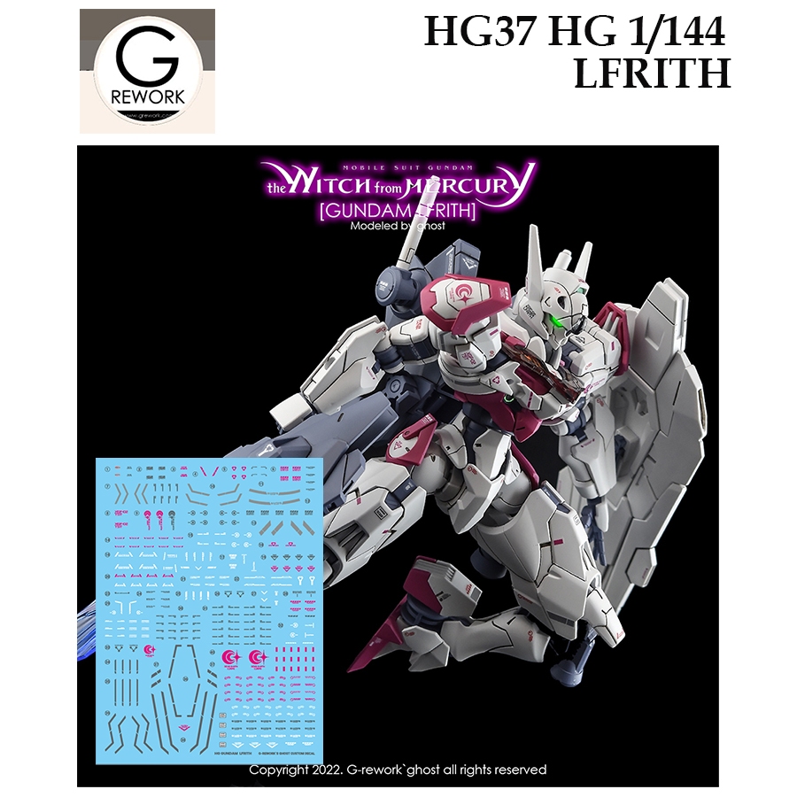 ดีคอลน้ำ [G-Rework] HG 37 LFRITH the Witch from MERCURY GUNDAM WATER SLIDE DECAL HG 1/144 HG37