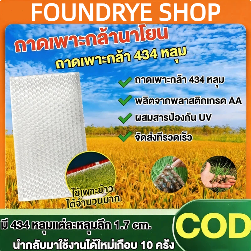 ถาดเพาะกล้านาโยน 434 หลุม แพ็ค 100 ชิ้น ถาดเพาะนาโยน เพาะกล้าข้าว ถาดนาโยน ถาดเพาะกล้า ถาดเพาะต้นข้า