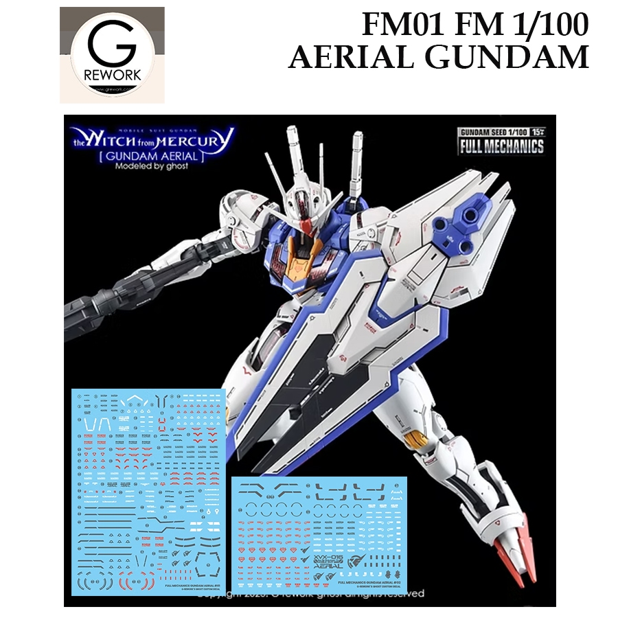 ดีคอลน้ำ [G-Rework] FM01 AERIAL GUNDAM WATER SLIDE DECAL FM 1/100 FM01