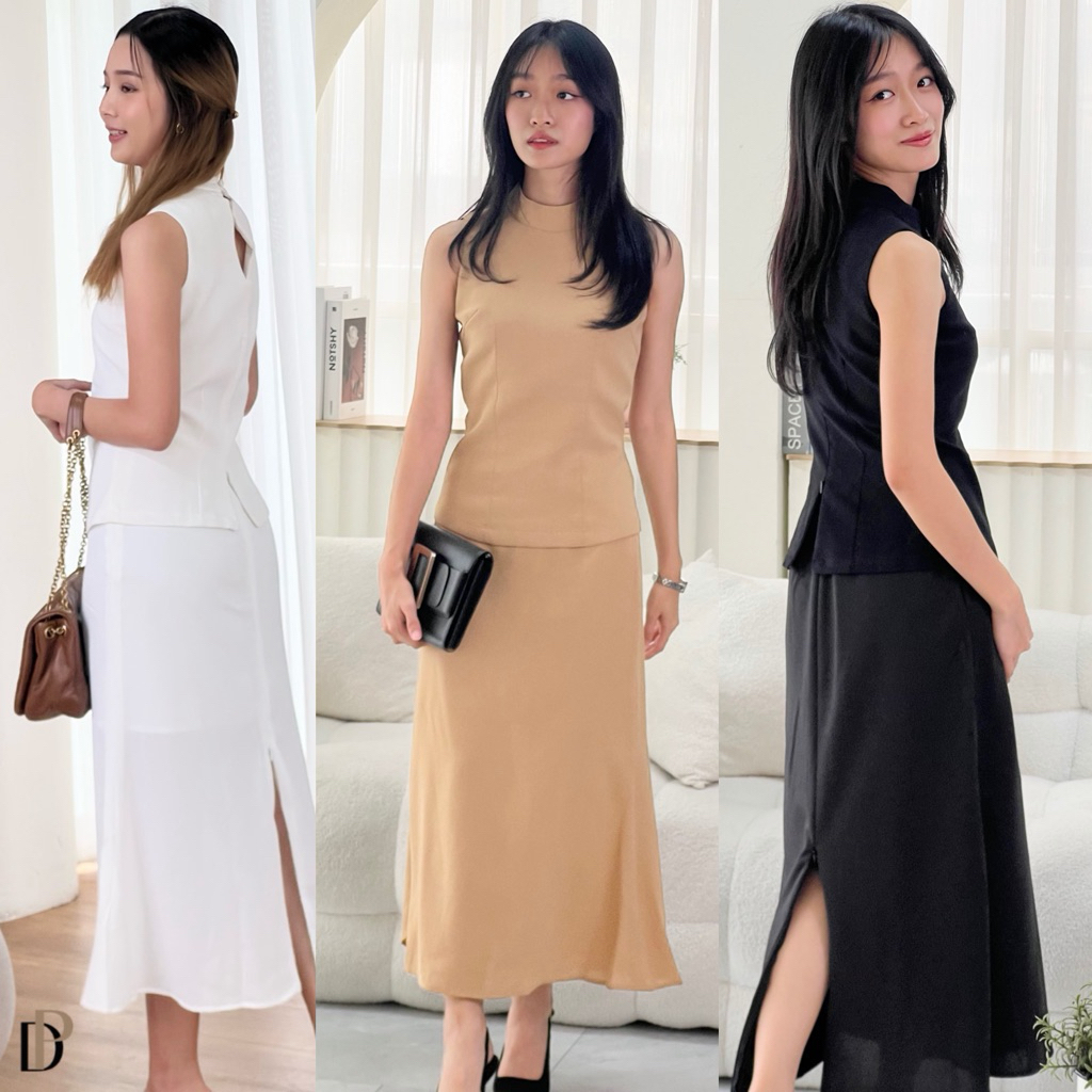 Depends Back-slit Midi Skirt กระโปรงยาวปลายบาน ซิปผ่าหลัง