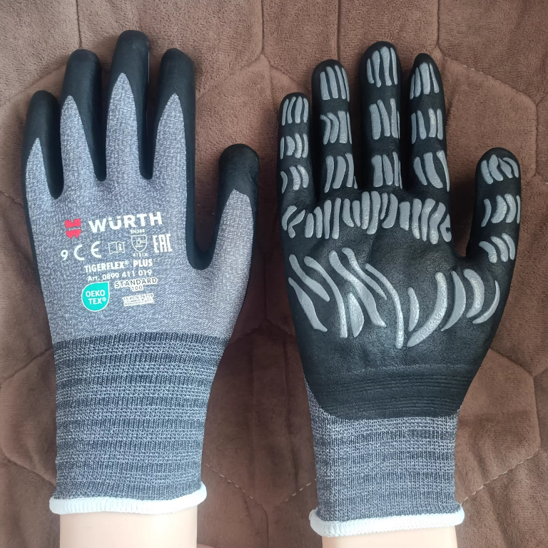 🧤 ถุงมือ WURTH รุ่น Tigerflex Plus (เบอร์ 9) ของแท้ 💯 เคลือบ Nitrile Grip กันลื่น ระบายอากาศ มาตรฐาน EN388โลโก้ข้างเดียว