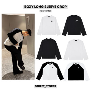 เสื้อBoxyแขนยาว คอฟิต(ทรงครอป) เนื้อผ้าอยู่ทรง