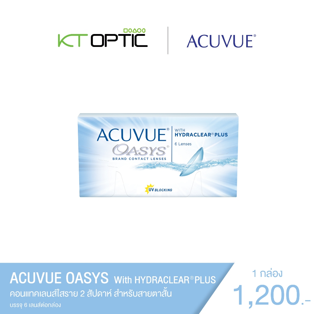 (โปรพิเศษ 7.7 ลดกระหน่ำ) ACUVUE OASYS WITH HYDRACLEAR PLUS คอนแทคเลนส์ใสราย 2 สัปดาห์ สำหรับสายตาสั้น