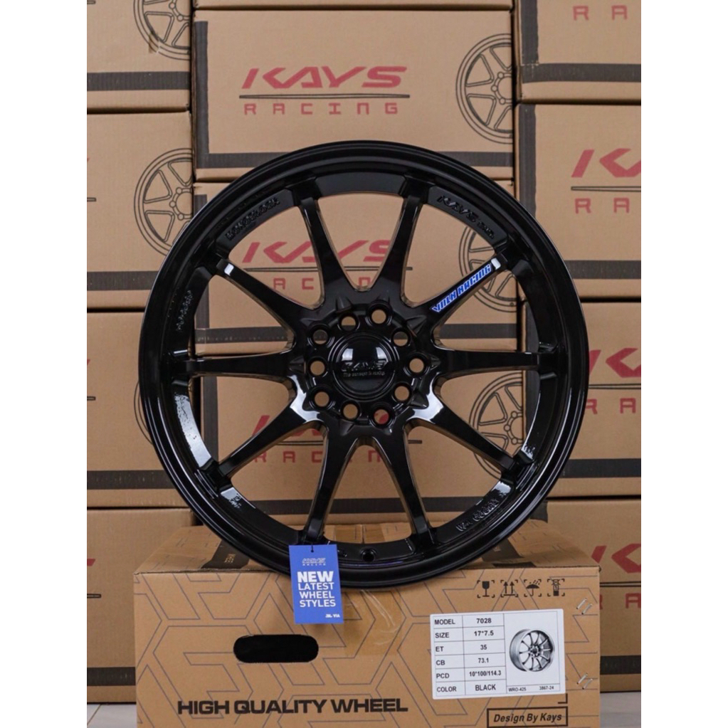 ล้อแม็กใหม่ CE28 สีดำเงา - ขอบ17 งานKAYS ( 17 x 4รู100/114 ) - หน้ากว้าง 7.5
