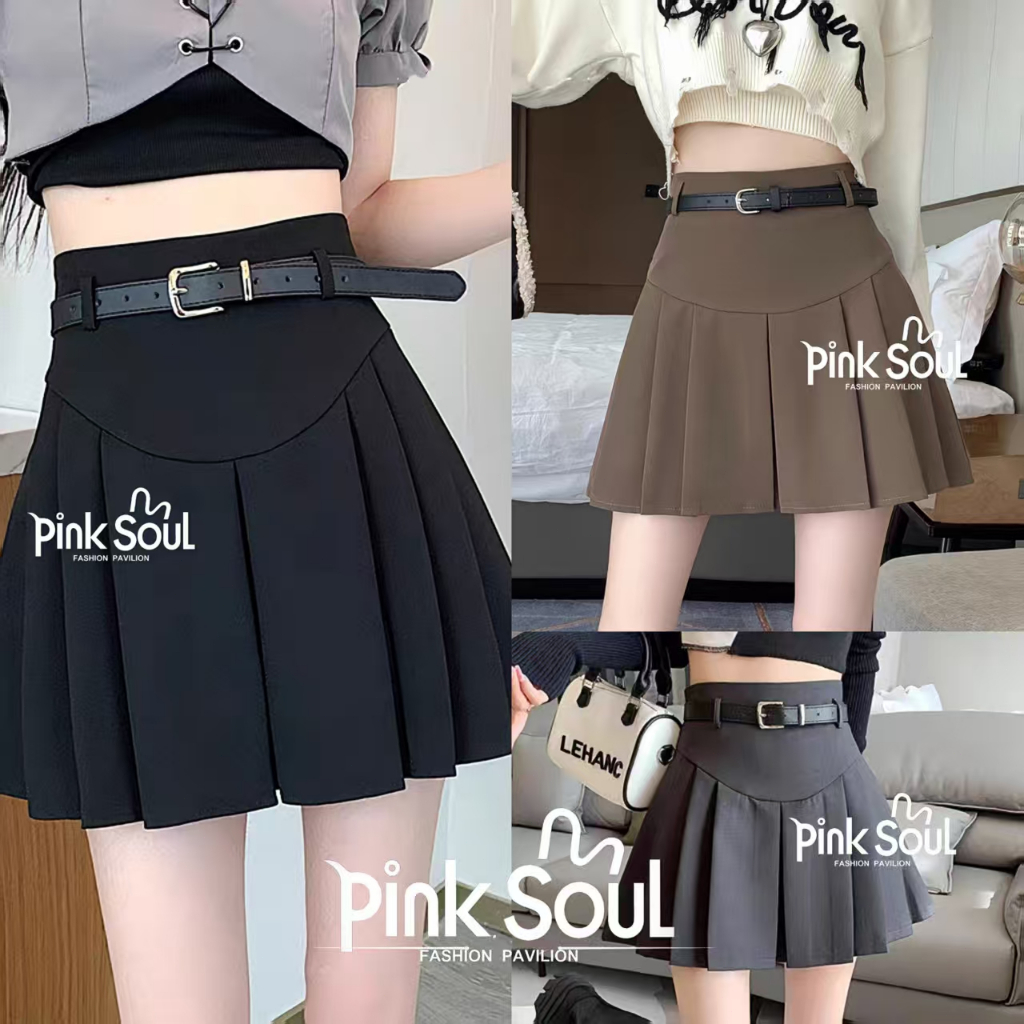 พร้อมส่ง กระโปรงทรงนักเรียกเกาหลี ผ้านิ่มใส่สบายมีซับใน Lady Women