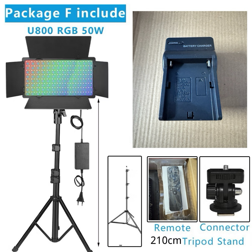 LEDU600+/U800+RGB ไฟ LED 3000K-6500K CRI95 + การถ่ายภาพแสงแผงสตูดิโอถ่ายภาพหลอดไฟสำหรับ youtube Vlog