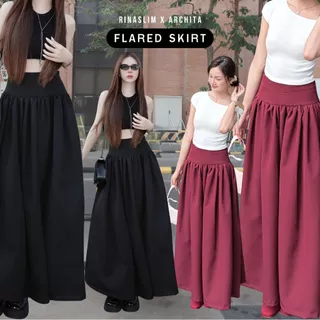RINASLIM Flared Skirt กระโปรงยาวทรง A บานจีบรอบตัว [rinaslim x archita]
