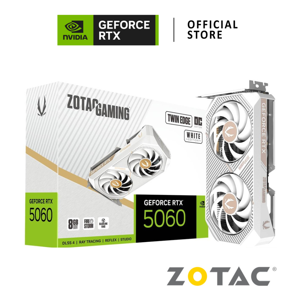 ZOTAC GAMING NVIDIA® GeForce RTX™ 5060 Twin Edge 8GB OC White Edition VGA Card การ์ดจอ