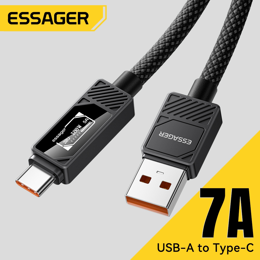 Essager USB Type C สายชาร์จเร็วสำหรับโทรศัพท์ 100W 7A 480Mbps สายถัก
