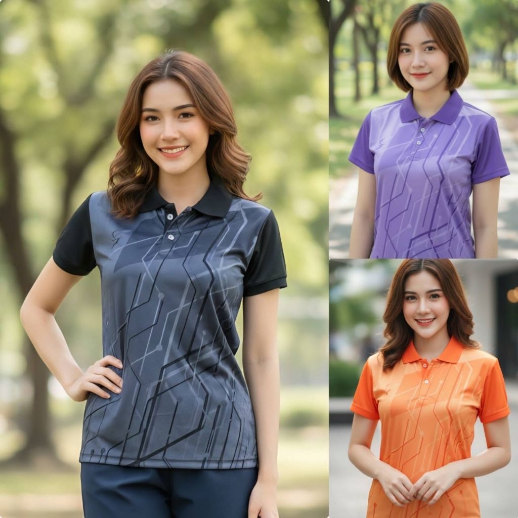 SPORT DAY  เสื้อคอปกหญิง  SA303  เสื้อกีฬาหญิง  ทรงเข้ารูป แนะนำให้เผื่อไซด์   ผ้าไมโครพิมพ์ลาย NR30
