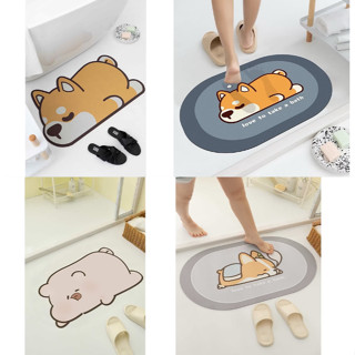 พร้อมส่ง พรมเช็คเท้าเส้นใยโพลีเอสเตอร์ดูดซับน้ำไว