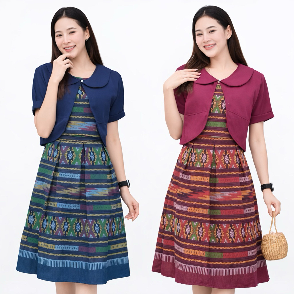 ชุดเดรส Dress ชุดผ้าไทย ชุดลายไทย เดรสผ้าไทย เดรสลายไทย เสื้อผ้าไทย เสื้อผ้าผู้หญิง
