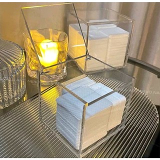 Lorossi กล่องเปล่าใส่สำลีหรืออุปกรณ์ทำเล็บ ขนาดใหญ่ พร้อมฝาป…