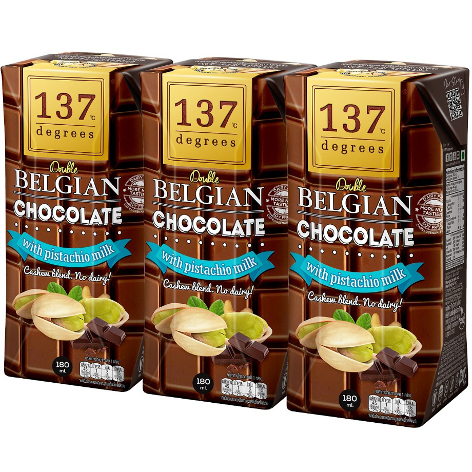 137 Degrees  Pistachio Milk Double Chocolate  ช็อกโกแลตนมดับเบิ้ล  รสพิสตาชิโอ  3x180ml