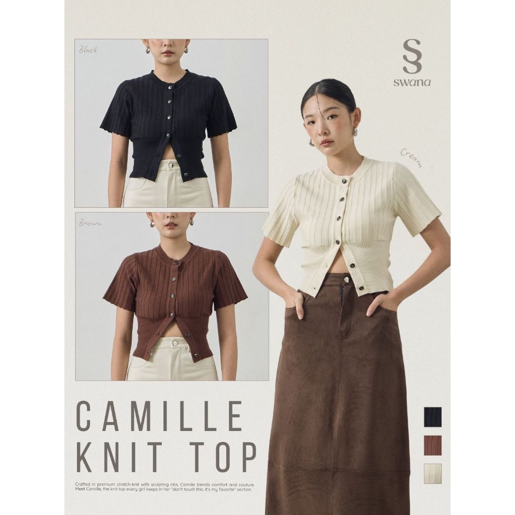 Swana.ss - Camille knit top (S-XL) แค่เสื้อ เสื้อไหมพรมคอกลม
