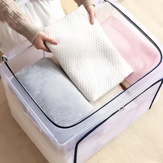 【รุ่นใหม่】ถุงเก็บของกันน้ำ ถุงเก็บเสื้อผ้า กันน้ำกันความชื้น ด้วยโครงเหล็ก กล่องเก็บของ PVCวัสดุ