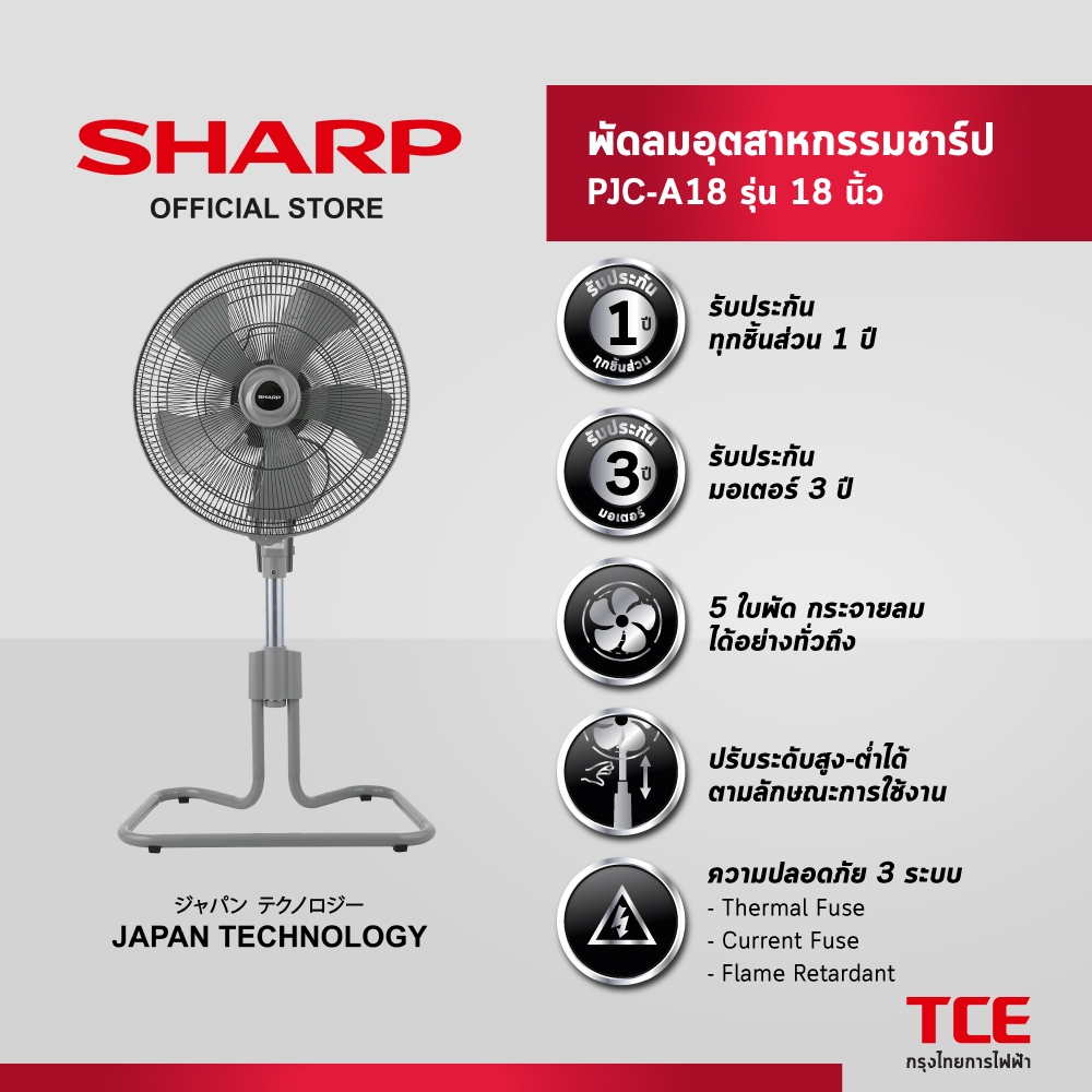 SHARP พัดลมอุตสาหกรรมชาร์ปรุ่น PJC-A18 รุ่น 18 นิ้ว