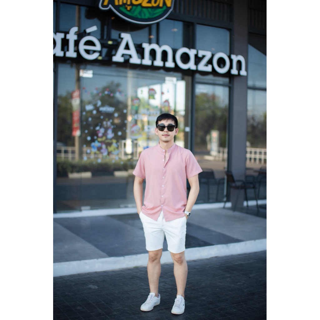 เสื้อเชิ้ตแขนสั้น คอจีน เสื้อฮาวาย สวมใส่สบาย ไม่ร้อน ไม่ต้องรีด!!! ทรงตรง 20 สี M-2XL(แขนสั้นคอจีน) ราคา ถูกที่สุด ดีลบีเคเค แกลเลอรีภาพที่ 5