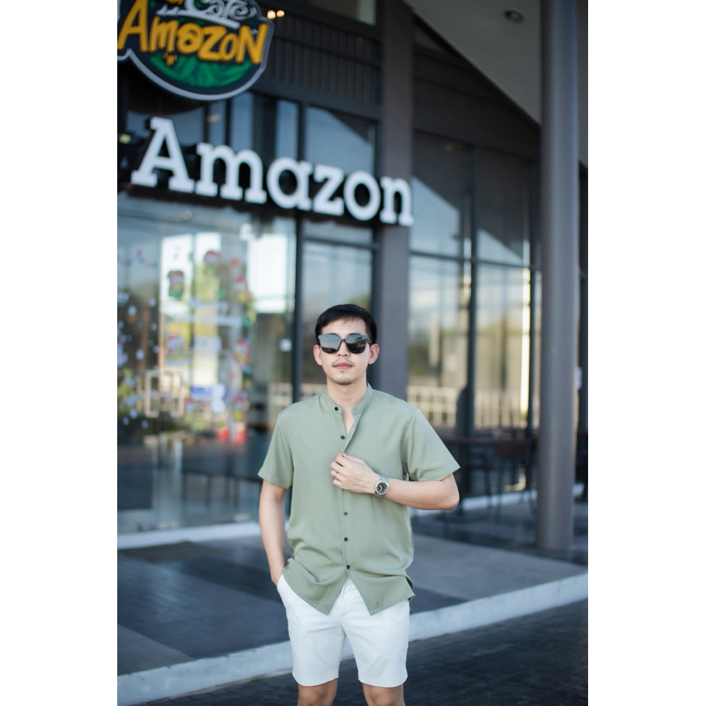 เสื้อเชิ้ตแขนสั้น คอจีน เสื้อฮาวาย สวมใส่สบาย ไม่ร้อน ไม่ต้องรีด!!! ทรงตรง 20 สี M-2XL(แขนสั้นคอจีน) ราคา ถูกที่สุด ดีลบีเคเค แกลเลอรีภาพที่ 4