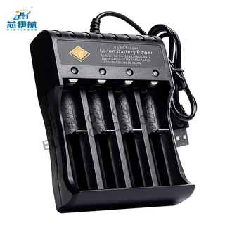 แท่นชาร์จอัจฉริยะ 4 ช่อง USB รองรับแบต 18650 Li-ion แยกควบคุมแต่ละช่อง พร้อมระบบตัดไฟอัตโนมัติและไฟ