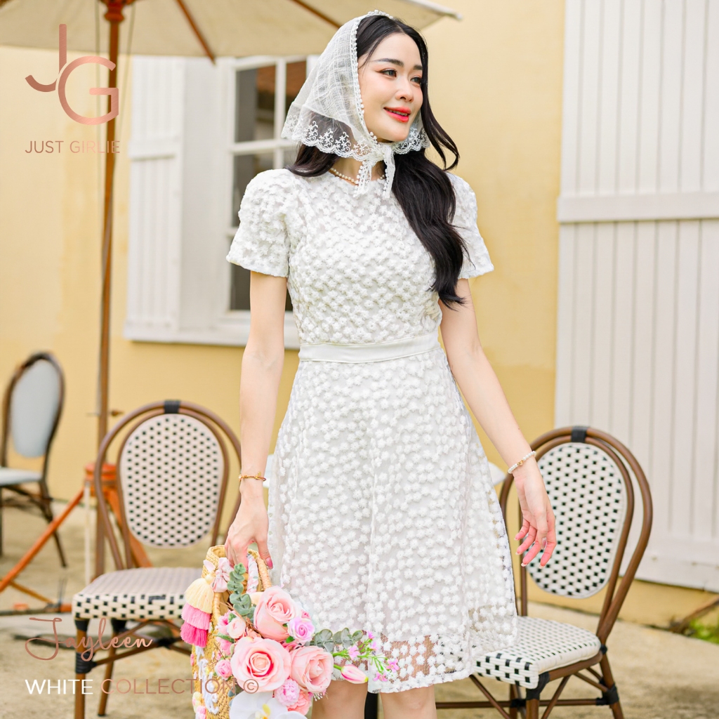 💛Dress Jayleen💛เดรสลายปักฉลุ ดีไซส์สวย น่ารัก ไว่ใส่เที่ยว ใส่ออกงาน เดรสสวย ราคาถูก มีไซส์ S M L XL