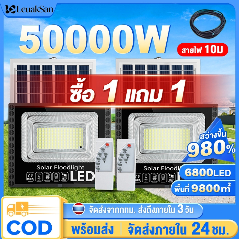 ซื้อ 1 เอา 1 ไฟพลังงานแสงอาทิตย์กลางแจ้งกันน้ํา ไอพี68 ไฟ นํา พร้อมแผงโซลาร์เซลล์สปอตไลท์โซล่าเซลล์