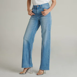 Mc jeans กางเกงยีนส์ผู้หญิง ขากว้าง ทรงไวด์เลค (Wide Leg) สียีนส์ฟอกอ่อน MFWZ223