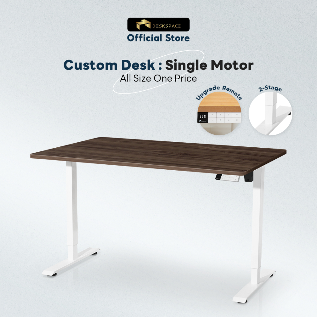 (Pre-Order 7-14 วัน) DESKSPACE โต๊ะปรับระดับไฟฟ้า Single Motor สั่งผลิตท็อปตามขนาด มี USB-A,C ปรับคว