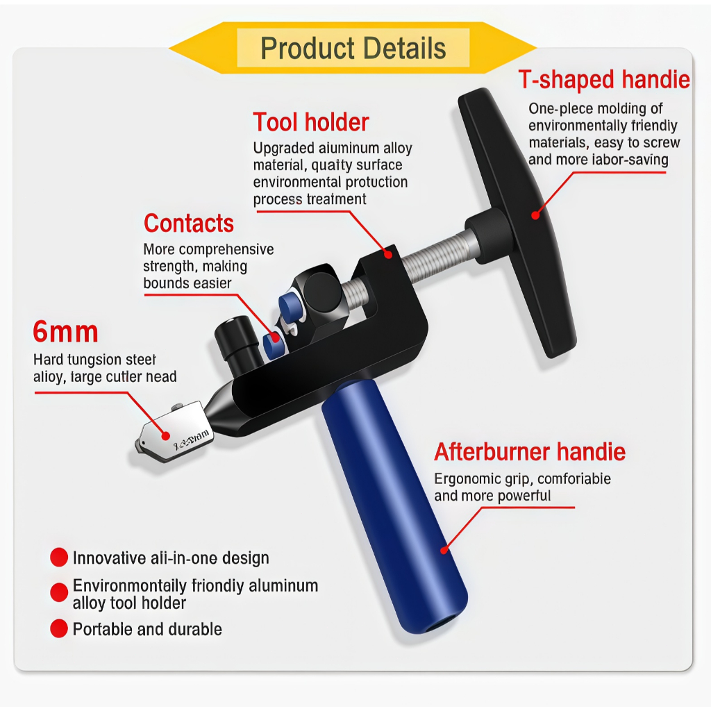 【2 in1】 เครื่องตัดกระเบื้อ เครื่องตัดกระจกชิ้นเดียว เครื่องมือมัลติฟังก์ชั่น ใช้ตัดกระเบื้อง เซรามิก กระจก พกพาสะดวก - รูปที่ 4