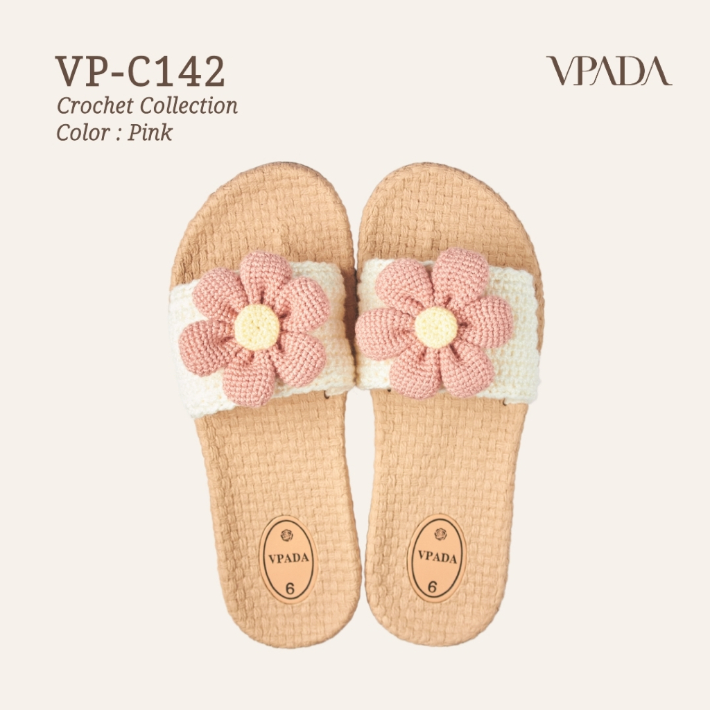Vpada_sanadals_VP-C142 Crochet Collection รองเท้าแตะชายหาดแบน รองเท้าแตะแฟชั่น