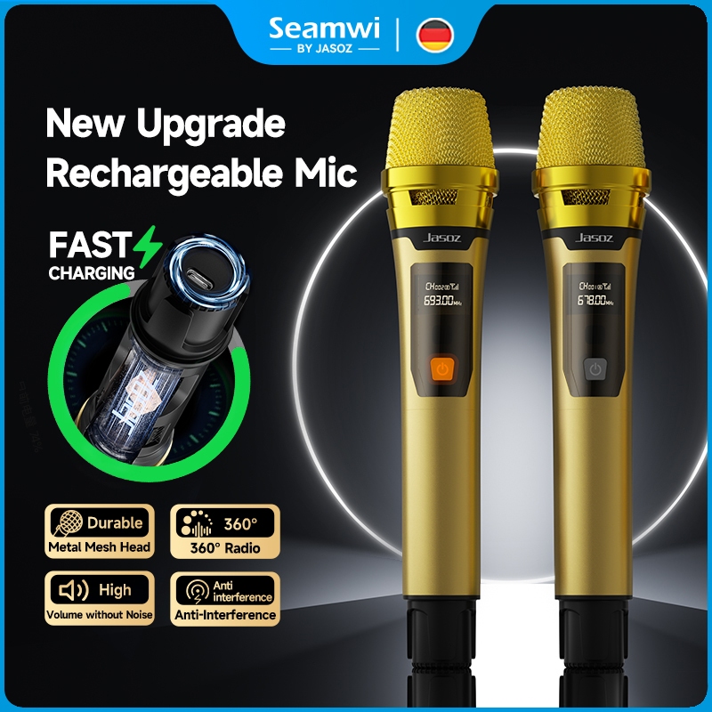 ⚡ส่งจาก กทม⚡Seamwi UHF Wireless Microphone ไมค์ไร้สาย ไมค์ร้องเพลง ไมโครโฟนแบบชาร์จไฟได้