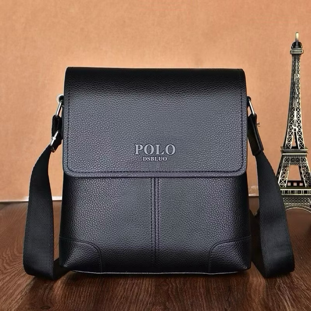 กระเป๋าสะพายข้างหนังแท้สำหรับผู้ชาย POLO Ds ของแท้ รุ่นเรียบหรู ขนาดใหญ่ 10 นิ้ว ใส่ iPad ได้ ความจุขนาดใหญ่แฟชั่น DS