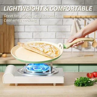 Nonstick Crepe Pan 28 ซม.เคลือบเซรามิก Skillet Dosa Tawa Tortilla กระทะไข่/พิซซ่ากระทะใช้งานร่วมกับเตาตั้งพื้น PFOA ฟรี