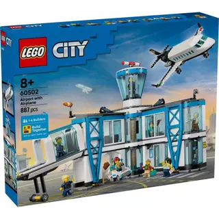 LEGO City 60502 Airport with Airplane (887pcs.), Building Blocks, Kids Toy