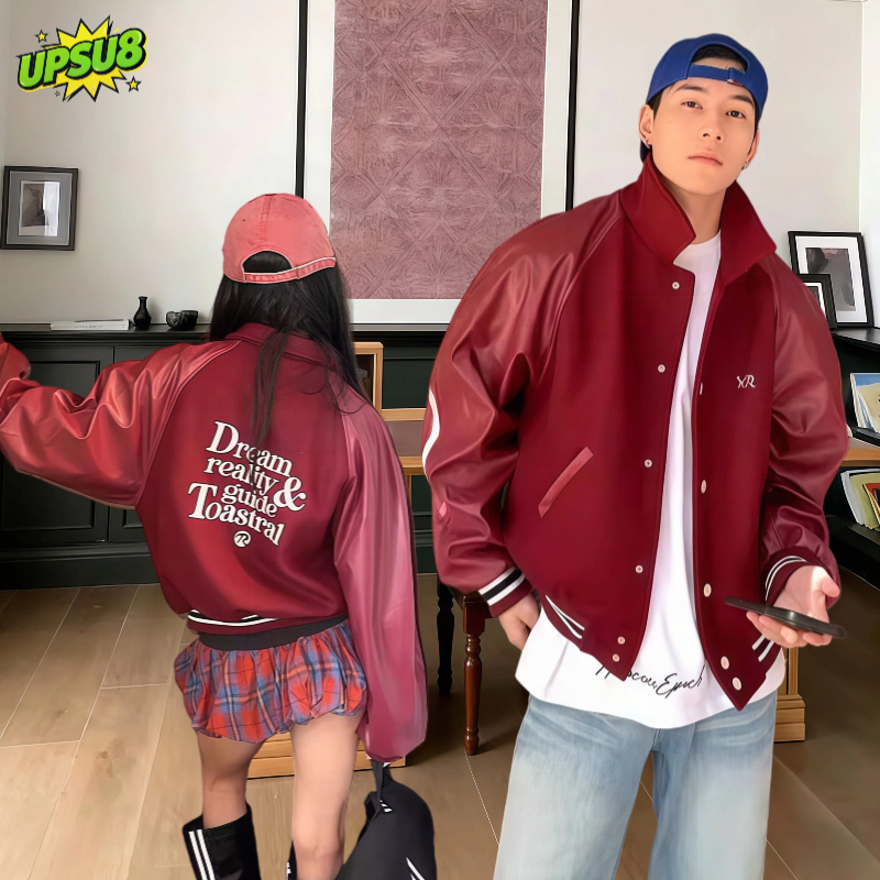 UPSU8 ส่งทันที แจ็คเก็ตผู้ชาย สไตล์เกาหลี unisex ins oversize jacket แจ็คเก็ตมอเตอร์ไซค์ สวมใส่สบาย