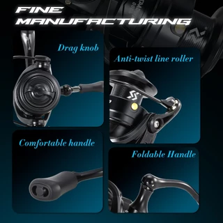 Sougayilang [COD] รุ่นใหม่ 1000-4000 ซีรีส์ รอกสปินนิ่งโลหะแบบดำ มือจับโลหะเคลือบ EVA อัตราทดเฟือง 5.2:1 รอกตกปลาสำหรับห