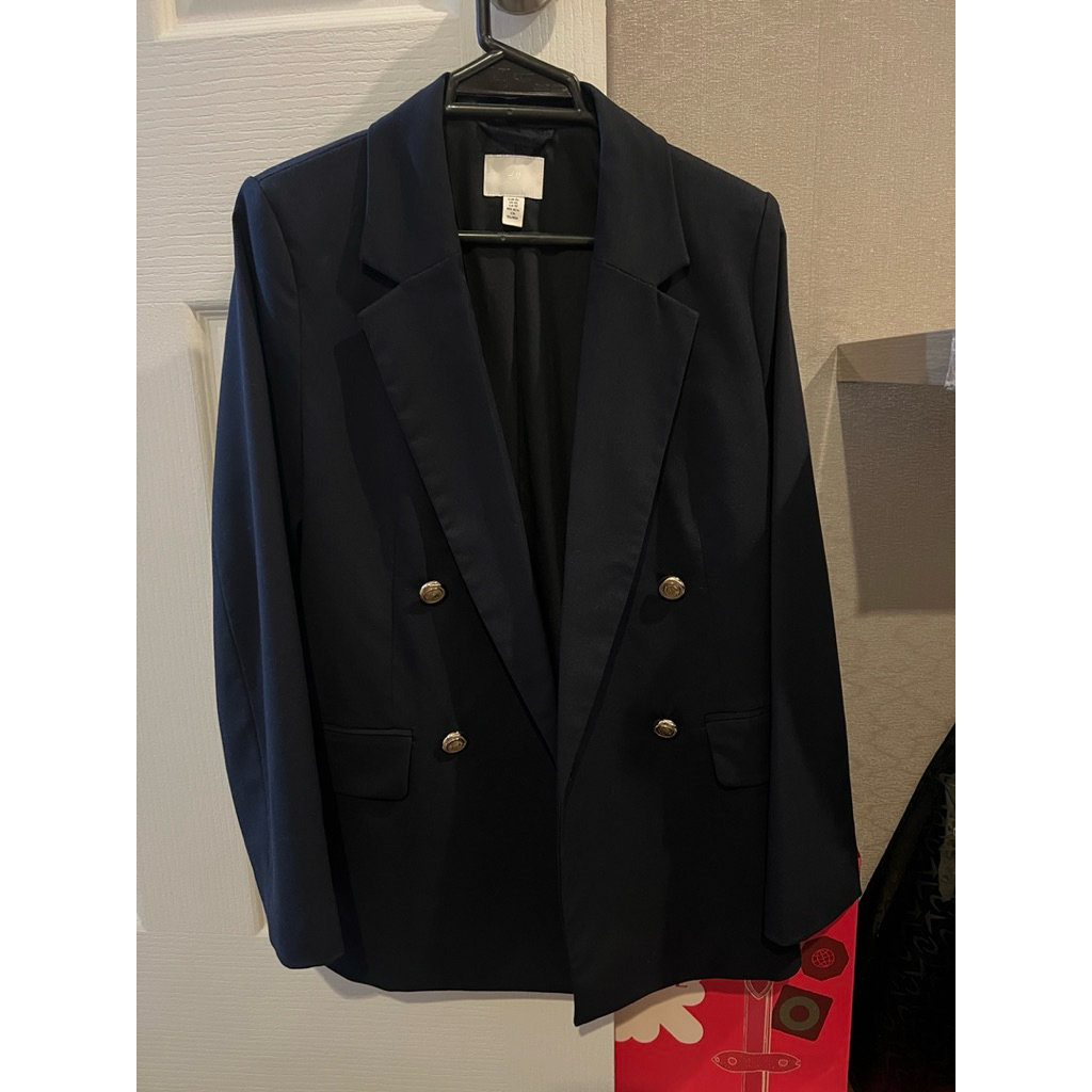 H&M Blazer used once size XS ไม่มีตำหนิ สีกรม