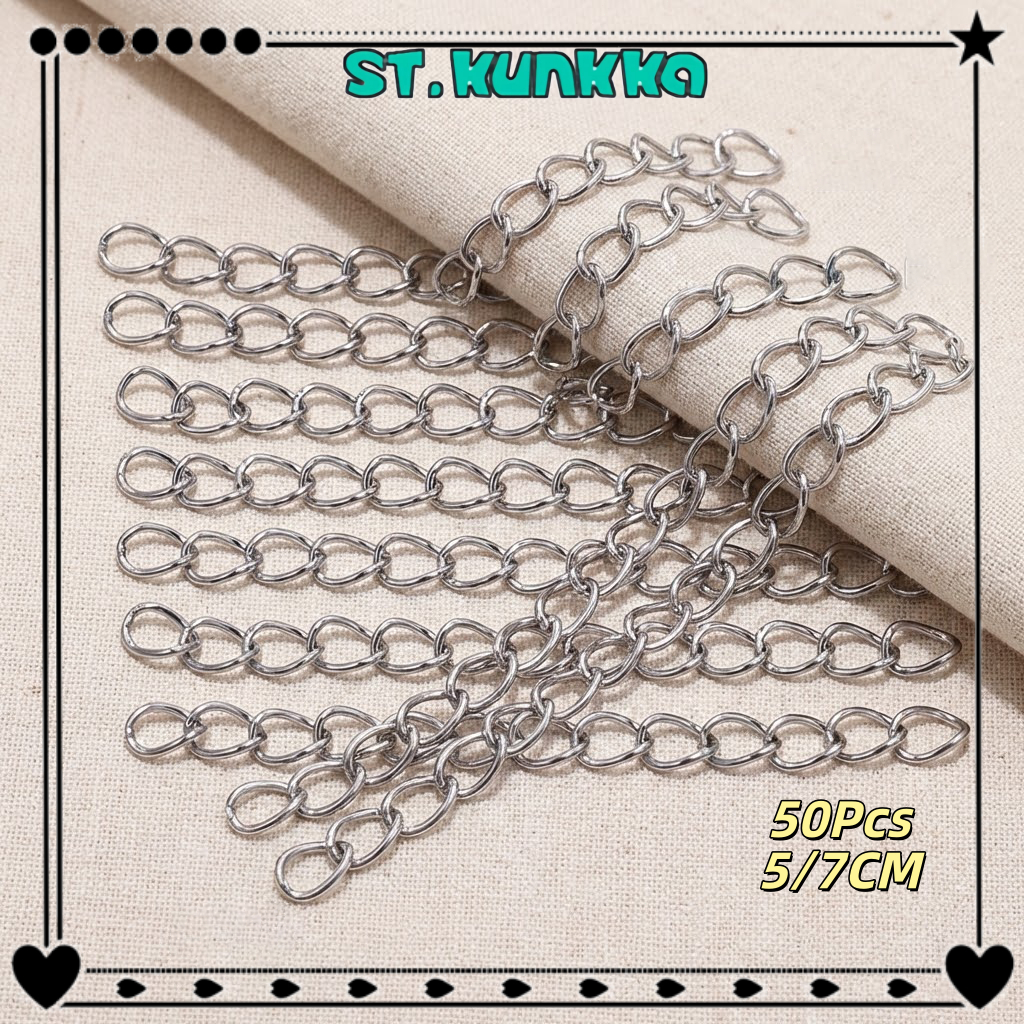 St.kunkka 50Pcs สายโซ่สแตนเลส/โซ่ปรับระดับ/โซ่ปรับระดับ ขนาด 50 70 ซม. DIYสำหรับเครื่องประดับ สร้อยคอ สร้อยข้อมือ