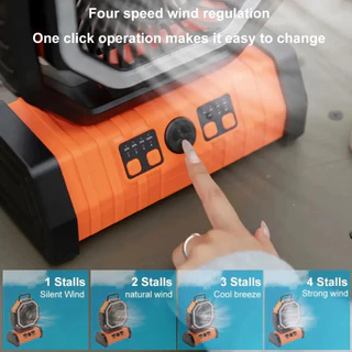 พัดลมแคมป์ปิ้ง 20000 mAh พัดลมตั้งโต๊ะ Cordless Camping Fan มาพร้อมไฟส่องสว่าง ใช้ได้นาน พัดลมพกพา USB