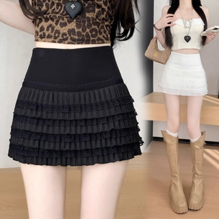 เกาหลีอารมณ์หวานลูกไม้ครึ่งกระโปรงผู้หญิงฤดูร้อนเอวสูงจีบเค้…