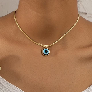 สร้อยคอไทเทเนียม Unisex Angels Eye การออกแบบตานางฟ้า Clavicle Chain ทนทาน สําหรับทุกเพศ