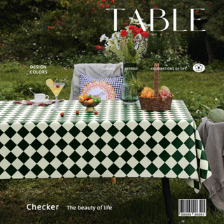 ⚡️ส่งไวทั่วไทย⚡️ผ้าปูโต๊ะ pvc ลายสก๊อตเขียวขาว กันน้ำกันเปื้…