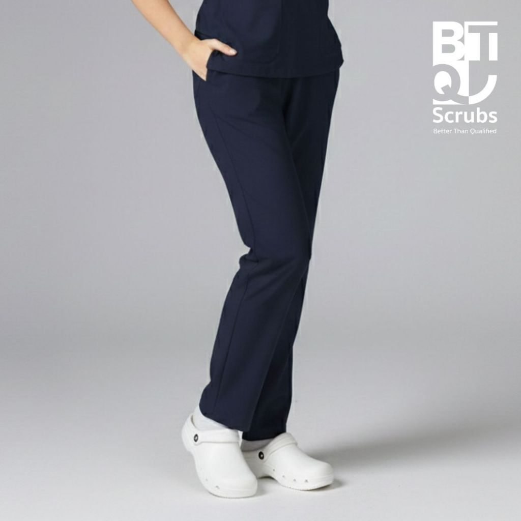 BTQ Medical Scrub Pants - รุ่น Free & loose Pants | กางเกงสครับหมอ พยาบาล ทรงตรง เอวยางยืดด้านหลัง Q988SB