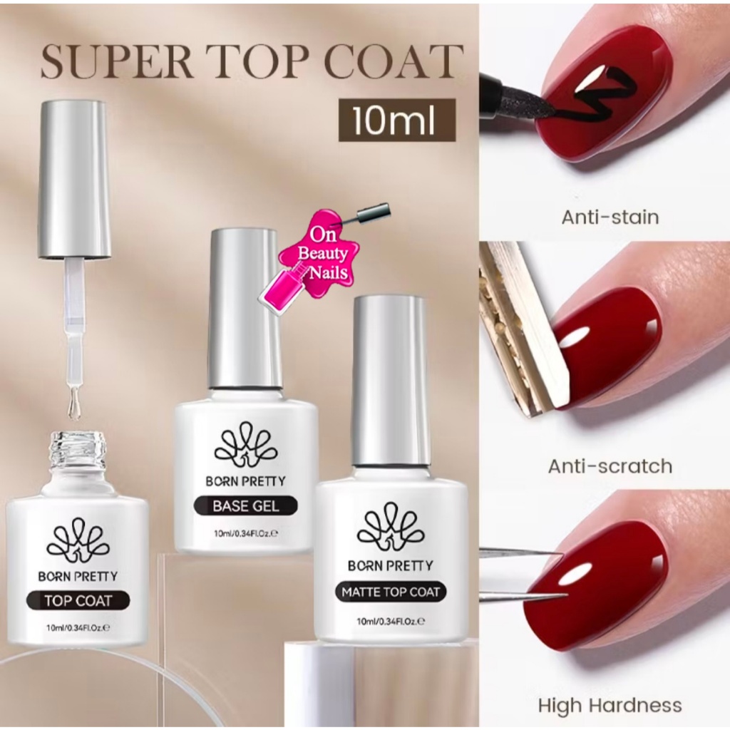 น้ำยาท็อปโค้ทเจล (Top Coat) แบรนด์ BORN PRETTY ใช้สำหรับงานทาเล็บเพื่อความเงางาม
