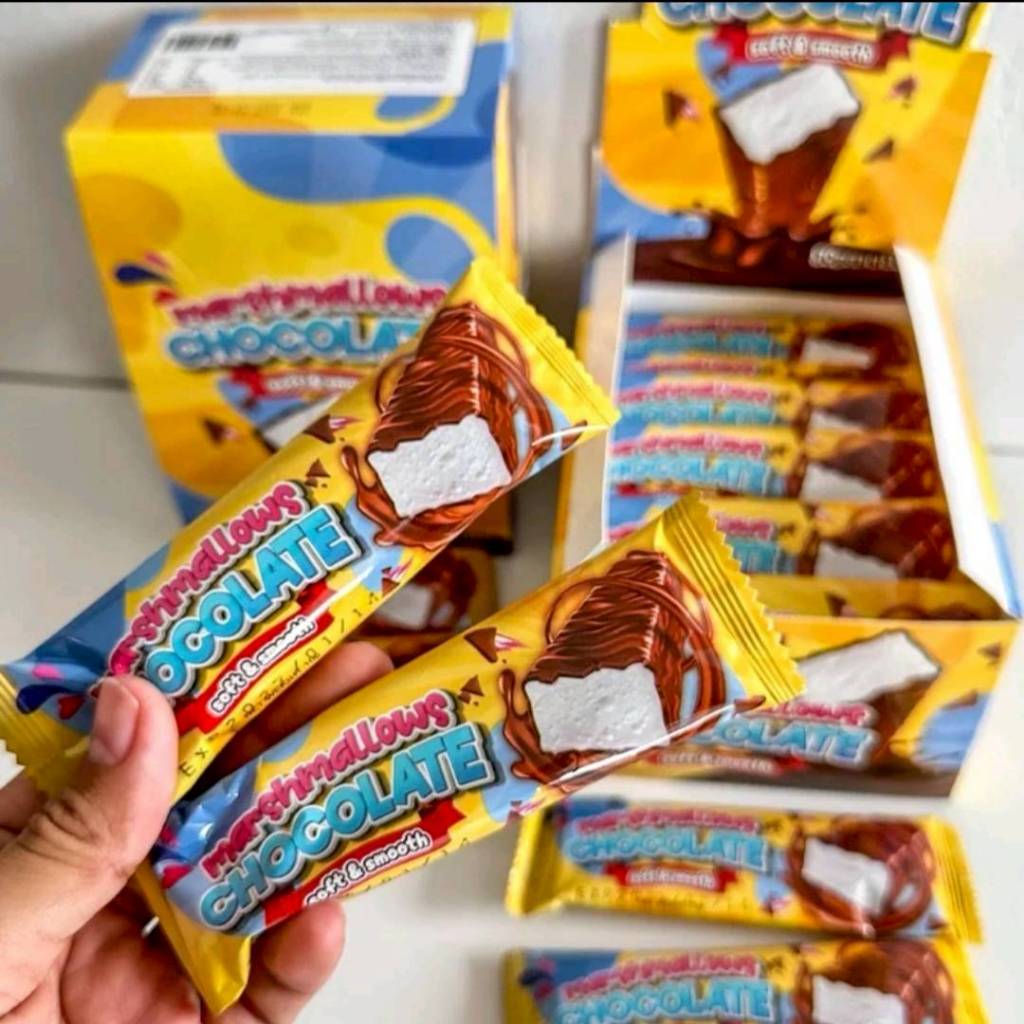 Marshmello เคลือบช็อกโกแลต กล่องละ30ชิ้น ชิ้นละ10กรัม หวานหนึบหนับต้องลอง