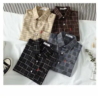 【🔥5 ขนาด🔥】🎨4 สี🎨 ผู้ชายสบาย ๆ เสื้อลายสก๊อตแขนสั้นสไตล์ฤดูร้อนสไตล์ท่าเรือ